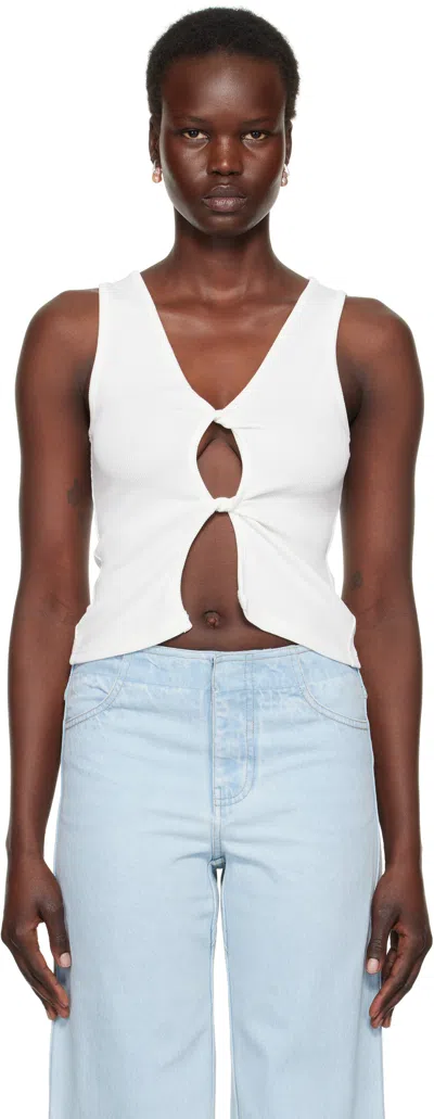 CHRISTOPHER ESBER WHITE OPEN TWIST TANK TOP