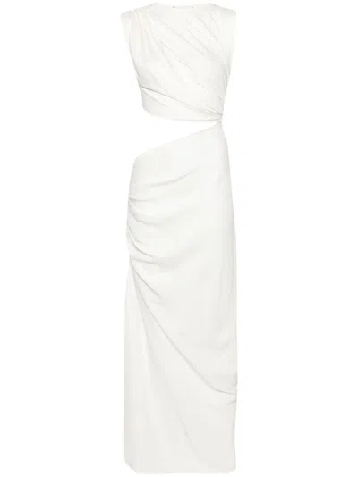 Christopher Esber White Ribbed Twist Tank Silk Dress