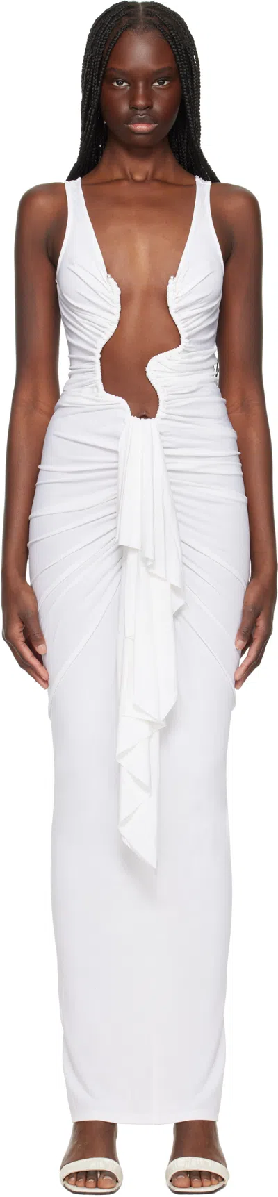 Christopher Esber White Salacia Jersey Drape Maxi Dress
