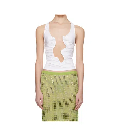 CHRISTOPHER ESBER WHITE SALACIA RUCHED TANK TOP