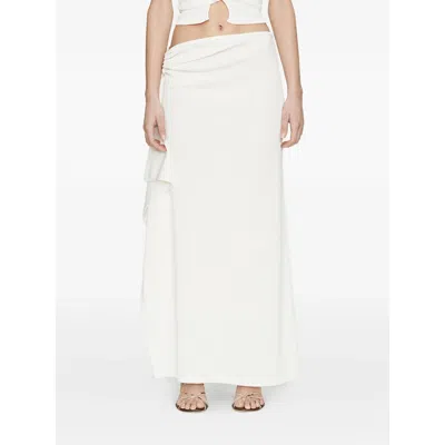 Christopher Esber Crystal Pendant Cascade Asymmetric Skirt In White