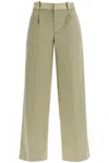 Christopher Esber Wide Leg Green Linseed Cotton Trousers In Green