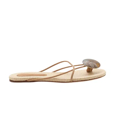 Pre-owned Christopher Esber Wmns Doma Stoned Flat 'natural' | Tan | Women's Size 40 In Brown