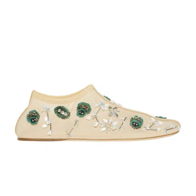 Pre-owned Christopher Esber Wmns Embla Beaded Mesh Flat 'ecru' | Tan | Women's Size 38 In Brown