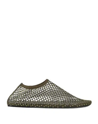 Christopher Esber Woman Ballet Flats Military Green Size 8 Leather, Textile Fibers