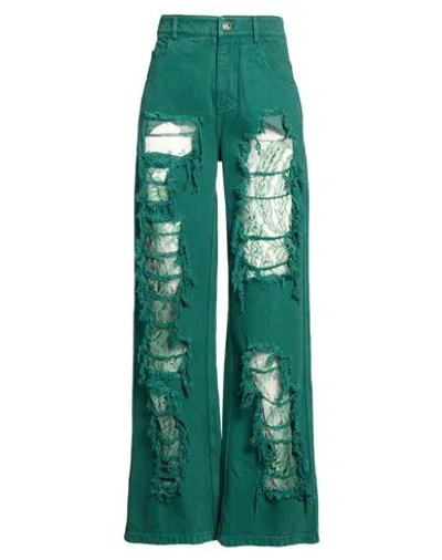 Christopher Esber Woman Jeans Green Size 0 Cotton