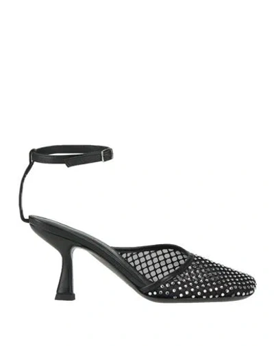 CHRISTOPHER ESBER CHRISTOPHER ESBER WOMAN PUMPS BLACK SIZE 7 TEXTILE FIBERS, LEATHER