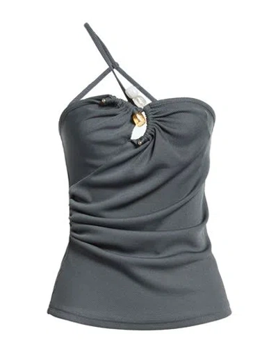CHRISTOPHER ESBER CHRISTOPHER ESBER WOMAN TOP GREY SIZE 6 POLYESTER, ELASTANE
