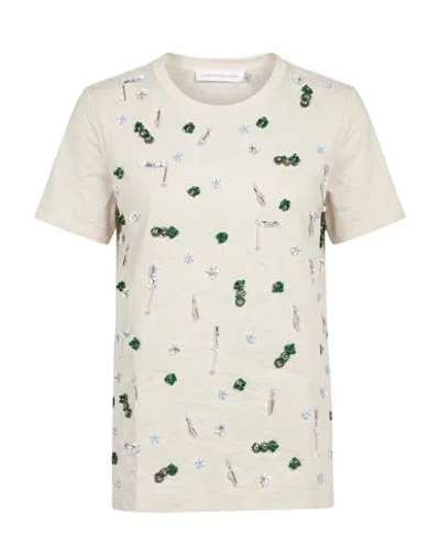 Christopher Esber Woman T-shirt Beige Size 2 Cotton