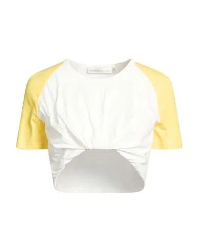 Christopher Esber Woman T-shirt Yellow Size 6 Cotton In Multi