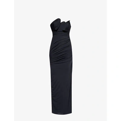 Christopher Esber Womens Black Bodice Strapless Stretch-woven Midi Dress