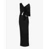 Christopher Esber Womens Black Seneca Swirl Asymmetric-neckline Stretch-woven Maxi Dress In Black