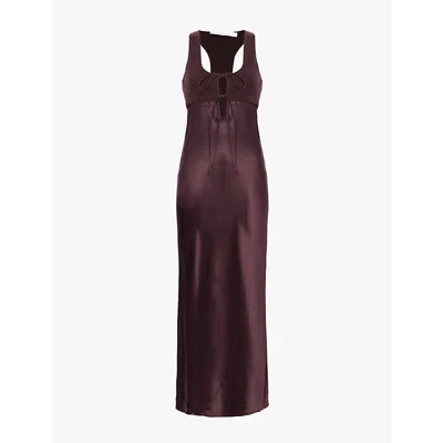 Christopher Esber Womens Mahogany Monument Contrast-knitted-panels Silk Midi Dress
