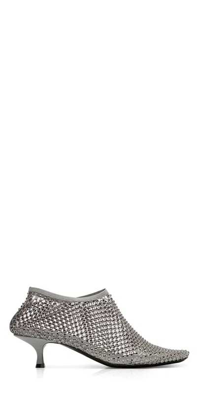 Christopher Esber Women's Minette Crystal Micro Heel In Slate Grey In Gray