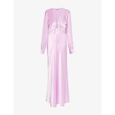 Christopher Esber Womens Pink Tourmaline Triquetra V-neck Silk Maxi Dress