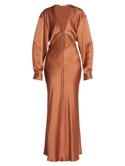 Christopher Esber Women's Triquetra Front-tie Silk Gown In Ginger