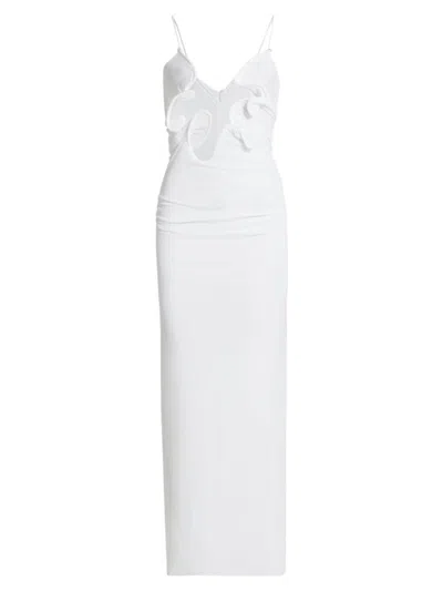 Christopher Esber Women's Venus Molded Frill Maxi Dress In White