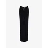 Christopher Esber Womens Bezel Quartz Ruched Jersey Maxi Skirt Black In Black