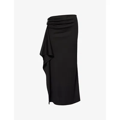 Christopher Esber Womens  Cascade Hardware Stretch-knit Midi Skirt In Black