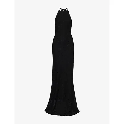 Christopher Esber Womens Black Metallic Imber Metallic Halter Knitted Maxi Dress