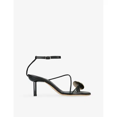 Christopher Esber Womens Black/comb Doma Stoned Leather Heeled Sandals Eur 38/5 Uk