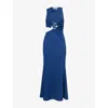 Christopher Esber Womens Blue Indigo Spiral Crystal Cutaway Sleeveless Stretch-woven Midi Dress In Blue