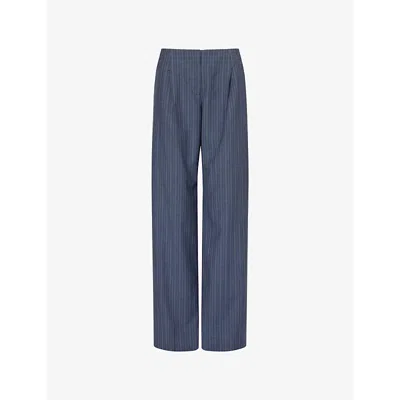 Christopher Esber Womens  Straight-leg Pinstripe Wool Trousers In Blue