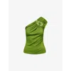 Christopher Esber Womens Cactus Paisley Asymmetric Jersey Tank Top In Green