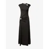 Christopher Esber Womens Carbon Mineral Stone Hollow Stretch-woven Maxi Dress In Black