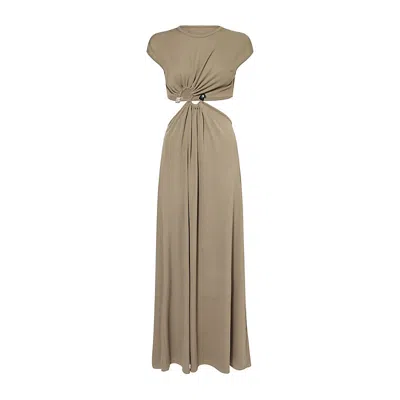 Christopher Esber Womens S-buckle Open-back Tank Jersey Maxi Dress Eucalypt In Beige