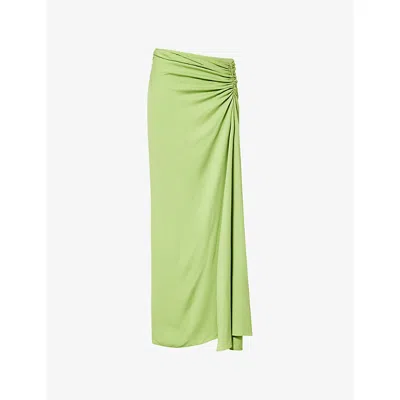 Christopher Esber Womens  Side-ruched Low-rise Woven Maxi Skirt In Green