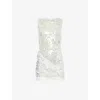 Christopher Esber Opaline Scalloped Sequin Cotton Mini Dress In Glisten Clear