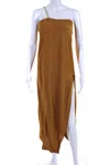 Christopher Esber Womens Gold Tone Sleeveless One Shoulder Dress Yam Brown In Brown