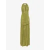 Christopher Esber Orion Ruched Gown In Green Olive