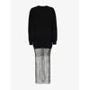 Christopher Esber Womens Macrame-hem Relaxed Wool-blend Maxi Dress Black In Black