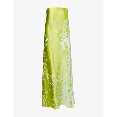 Christopher Esber Womens Mint/sour Green Burnout Jacquard Strapless Woven Midi Dress