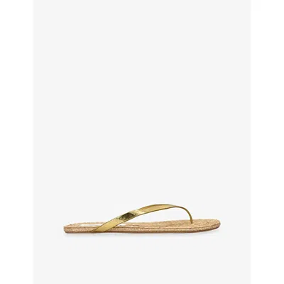 Christopher Esber Womens Palma Raffia Flip Flops Gold Comb Eur 36 / 3 Uk