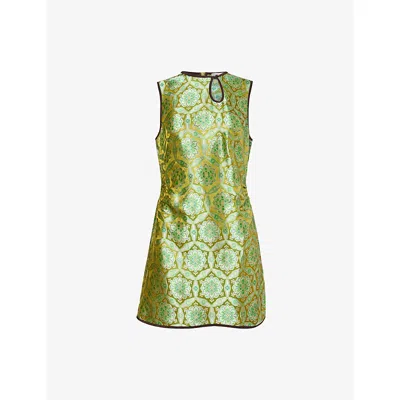 Christopher Esber Womens  Palmira Floral Woven Mini Dress In Green