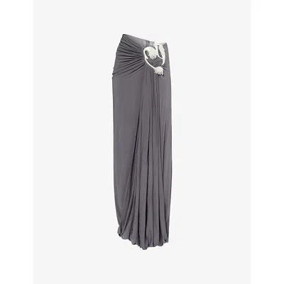 Christopher Esber Womens Sculptured Loop Draped Stretch-woven Maxi Skirt Shadow Grey