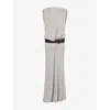 Christopher Esber Womens Slate Grey Leather Belted Jersey Maxi Dress In Gray
