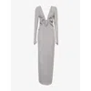 Christopher Esber Womens Slate Grey Molded Venus Shawl Jersey Maxi Dress In Gray