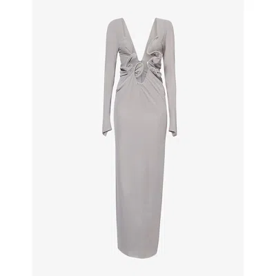 Christopher Esber Womens Slate Grey Molded Venus Shawl Jersey Maxi Dress In Gray