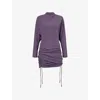 Christopher Esber Womens Luna Draped Woven Mini Dress Washed Violet In Purple