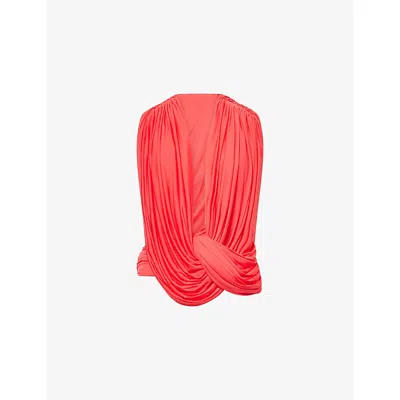 Christopher Esber Womens  Ripple Drape Jersey Top In Red