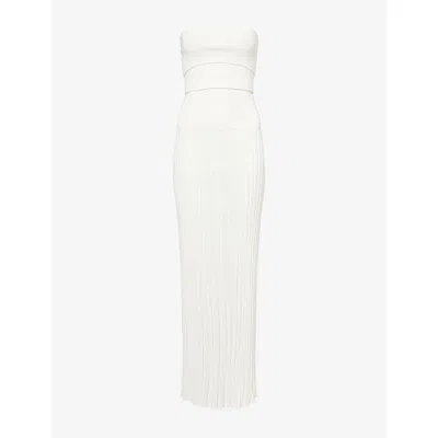Christopher Esber Womens White Slashed Knit Sunray Maxi Dress Xs