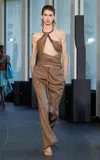 Christopher Esber Wool Herringbone Pull-on Pants In Brown