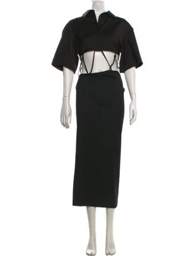 Pre-owned Christopher Esber Wool Long Dress In Black