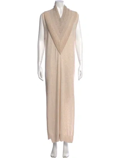 Pre-owned Christopher Esber Wool Long Dress In Neutral