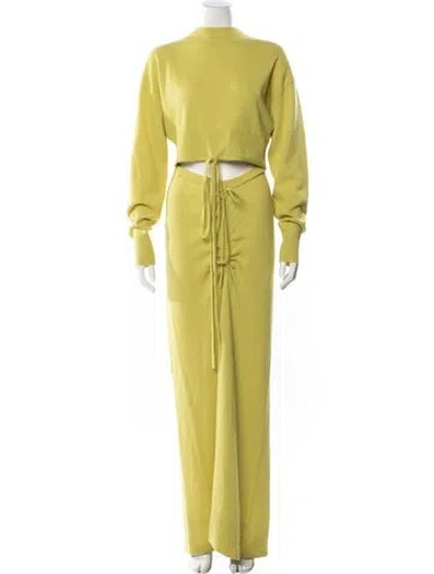 Pre-owned Christopher Esber Wool Pleated Accents Skirt Set In Green