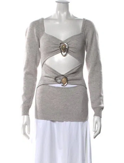 Pre-owned Christopher Esber Wool Square Neckline Sweater In Gray